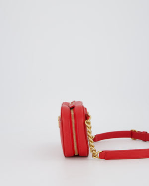 Chanel Red Quilted CC Waist Bag in Caviar Leather and Brushed Gold Hardware