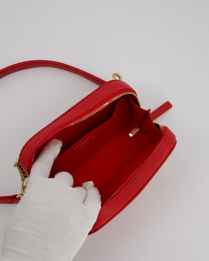Chanel Red Quilted CC Waist Bag in Caviar Leather and Brushed Gold Hardware
