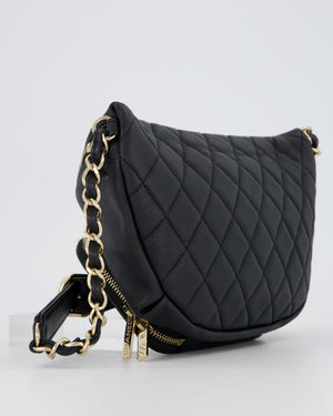 Chanel Black Quilted Business Affinity Waist Belt Bag in Caviar Leather and Gold Hardware