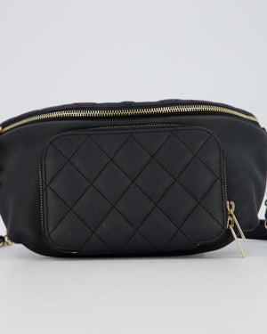 Chanel Black Quilted Business Affinity Waist Belt Bag in Caviar Leather and Gold Hardware