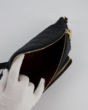 Chanel Black Quilted Business Affinity Waist Belt Bag in Caviar Leather and Gold Hardware