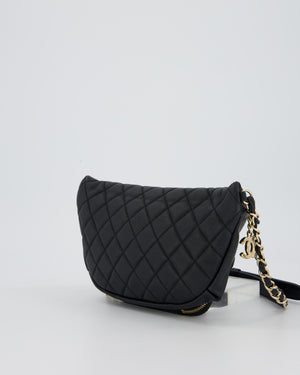 Chanel Black Quilted Business Affinity Waist Belt Bag in Caviar Leather and Gold Hardware