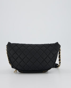 Chanel Black Quilted Business Affinity Waist Belt Bag in Caviar Leather and Gold Hardware