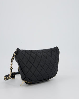Chanel Black Quilted Business Affinity Waist Belt Bag in Caviar Leather and Gold Hardware