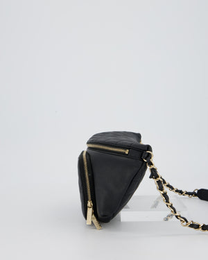 Chanel Black Quilted Business Affinity Waist Belt Bag in Caviar Leather and Gold Hardware