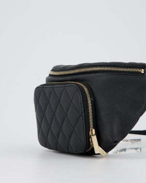 Chanel Black Quilted Business Affinity Waist Belt Bag in Caviar Leather and Gold Hardware