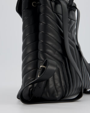 Saint Laurent Black Medium Loulou Backpack Bag in Lambskin Leather With Silver Hardware