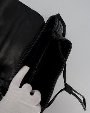 Saint Laurent Black Medium Loulou Backpack Bag in Lambskin Leather With Silver Hardware