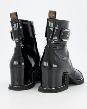 Louis Vuitton Black Patent Moonlight Ankle Boots Size EU 39