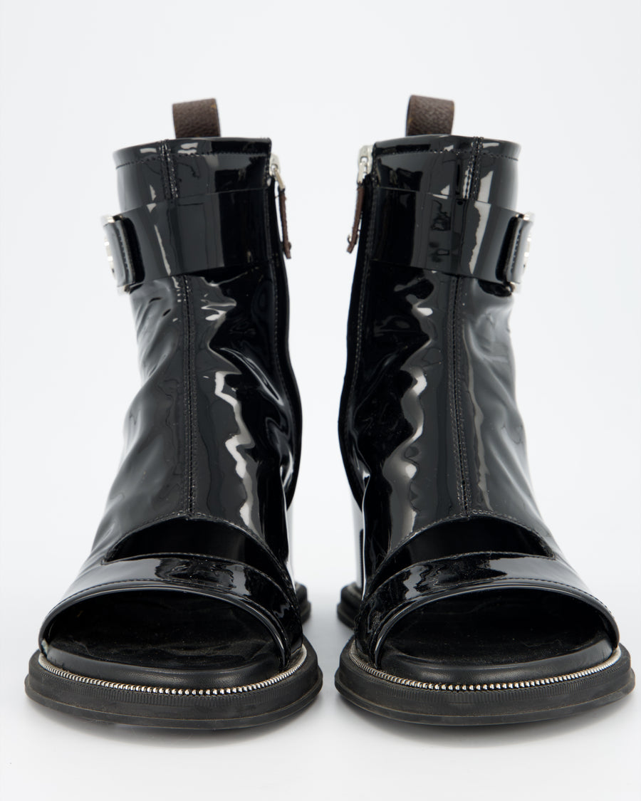 Louis Vuitton Black Patent Moonlight Ankle Boots Size EU 39