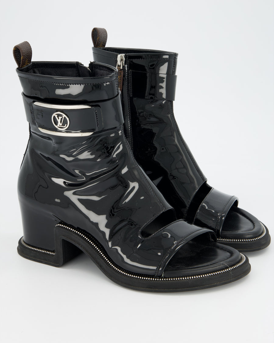 Louis Vuitton Black Patent Moonlight Ankle Boots Size EU 39