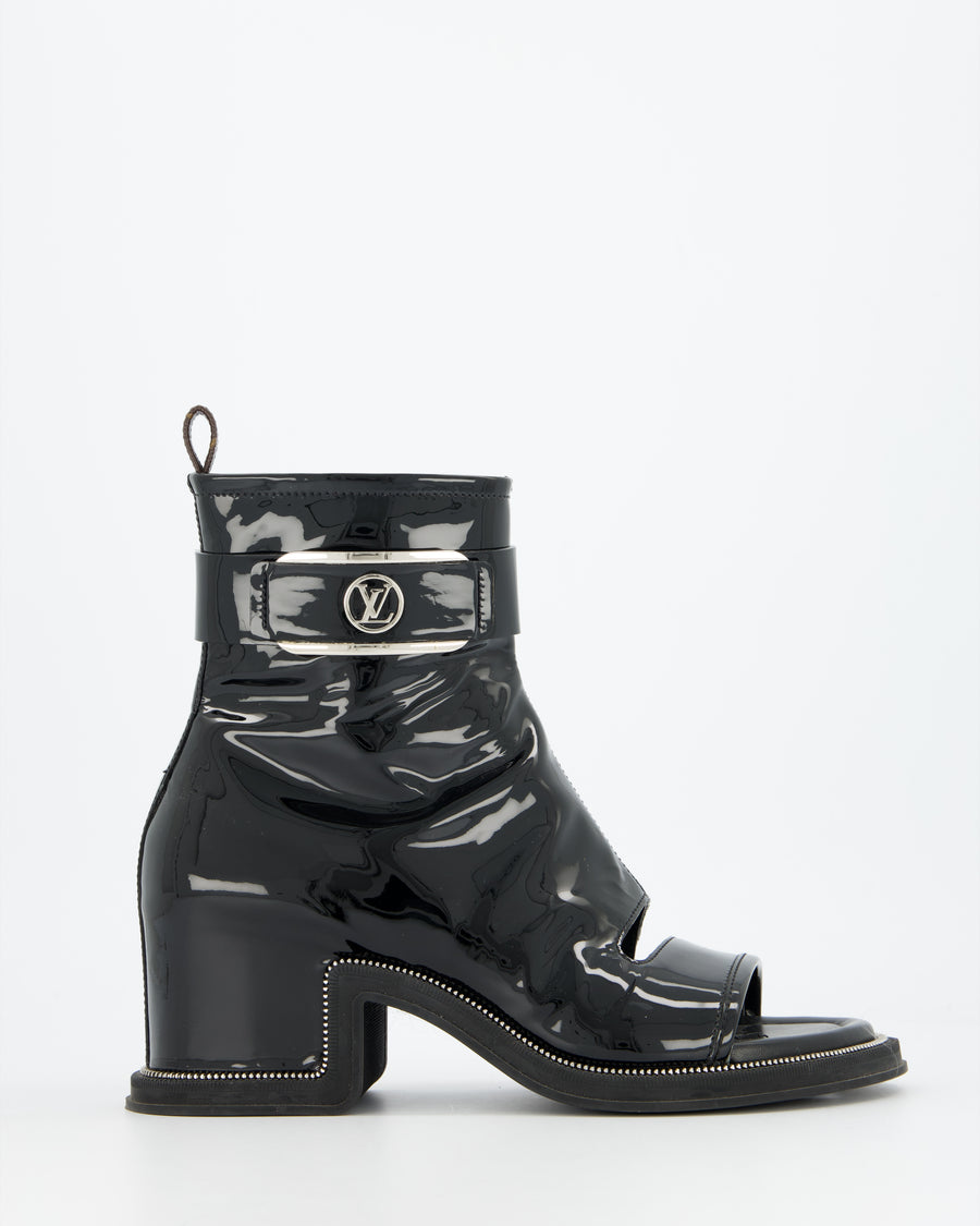 Louis Vuitton Black Patent Moonlight Ankle Boots Size EU 39