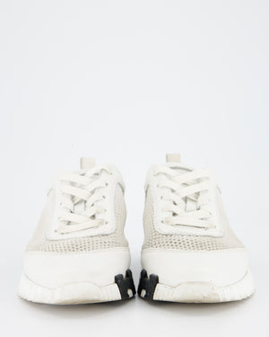 Hermès White Bouncing Sneakers in Mesh and Leather Size EU 38
