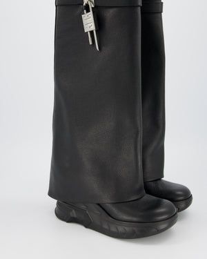 Givenchy Black Shark Lock Biker Boots In Grained Leather Size EU 40