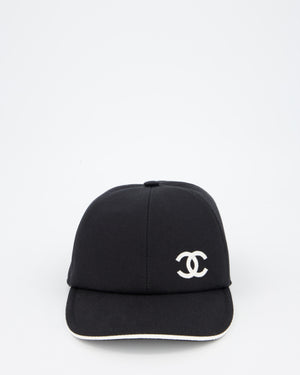 Chanel Black Cotton Baseball Cap with CC Logo Detail One Size