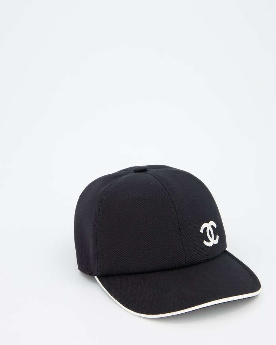 Chanel Black Cotton Baseball Cap with CC Logo Detail One Size