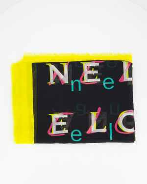 Chanel Black and Yellow Silk Scarf 135cm x 200cm