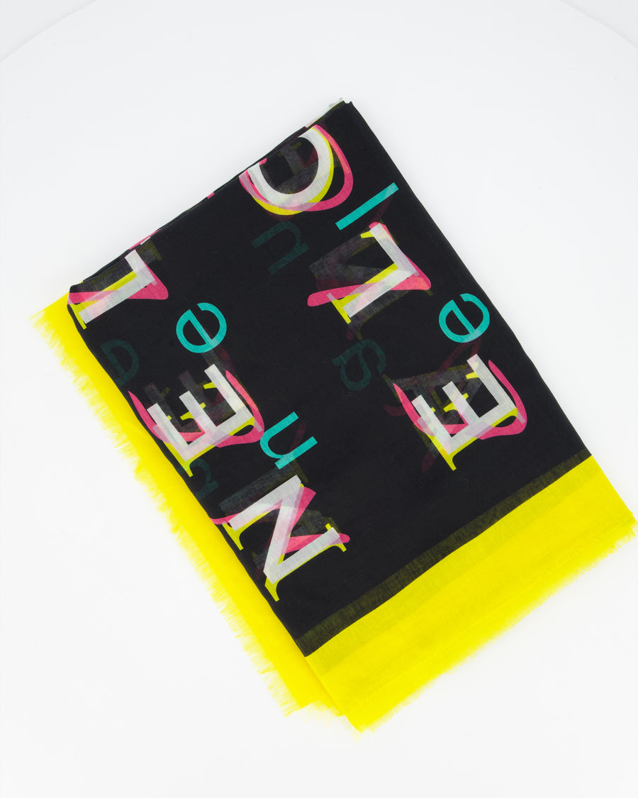 Chanel Black and Yellow Silk Scarf 135cm x 200cm