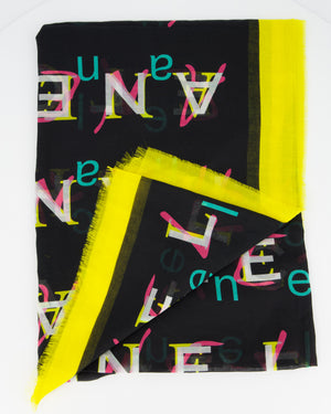 Chanel Black and Yellow Silk Scarf 135cm x 200cm