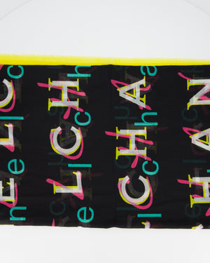 Chanel Black and Yellow Silk Scarf 135cm x 200cm
