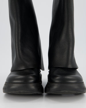 Givenchy Black Shark Lock Biker Boots In Grained Leather Size EU 40
