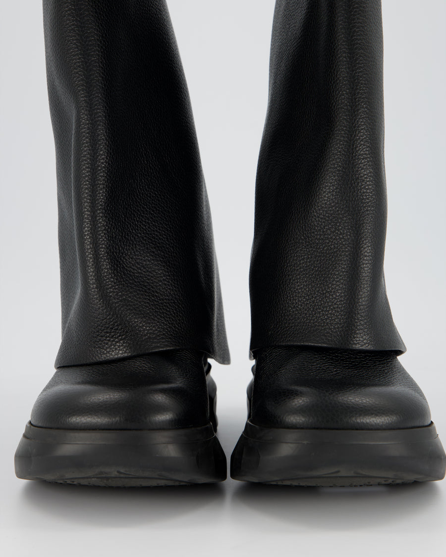 Givenchy Black Shark Lock Biker Boots In Grained Leather Size EU 40