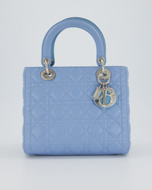 Christian Dior Sky Blue Medium Lady Dior Bag in Lambskin Leather with Silver Hardware