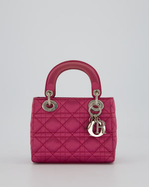Christian Dior Purple Mini Lady Dior Bag in Satin With Silver Hardware
