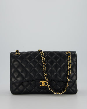 Chanel Black Jumbo Classic Double Flap Bag in Caviar Leather with Gold Hardware