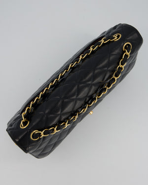 Chanel Black Jumbo Classic Double Flap Bag in Caviar Leather with Gold Hardware
