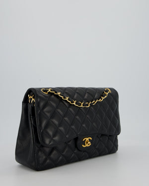 Chanel Black Jumbo Classic Double Flap Bag in Caviar Leather with Gold Hardware