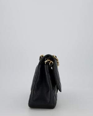 Chanel Black Jumbo Classic Double Flap Bag in Caviar Leather with Gold Hardware