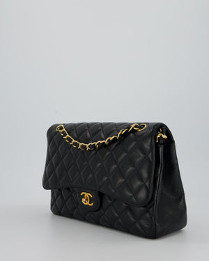 Chanel Black Jumbo Classic Double Flap Bag in Caviar Leather with Gold Hardware
