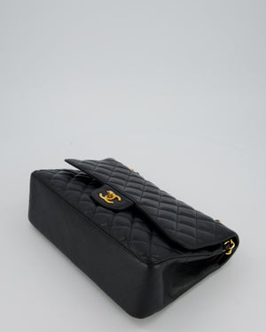 Chanel Black Jumbo Classic Double Flap Bag in Caviar Leather with Gold Hardware