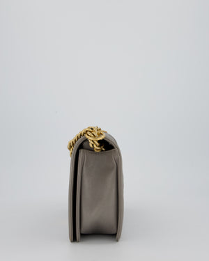 Chanel Grey New Medium Boy Bag in Caviar Leather with Brushed Gold Hardware