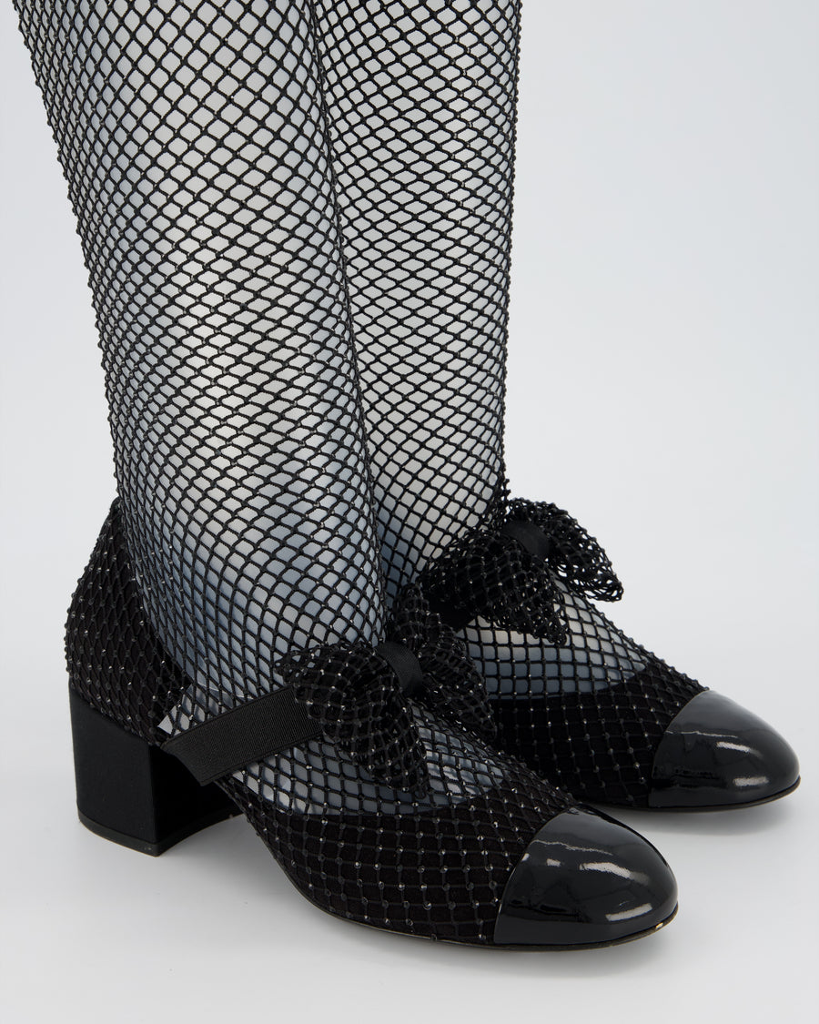 Chanel Black Diamante Bow CC Boots Size EU 38
