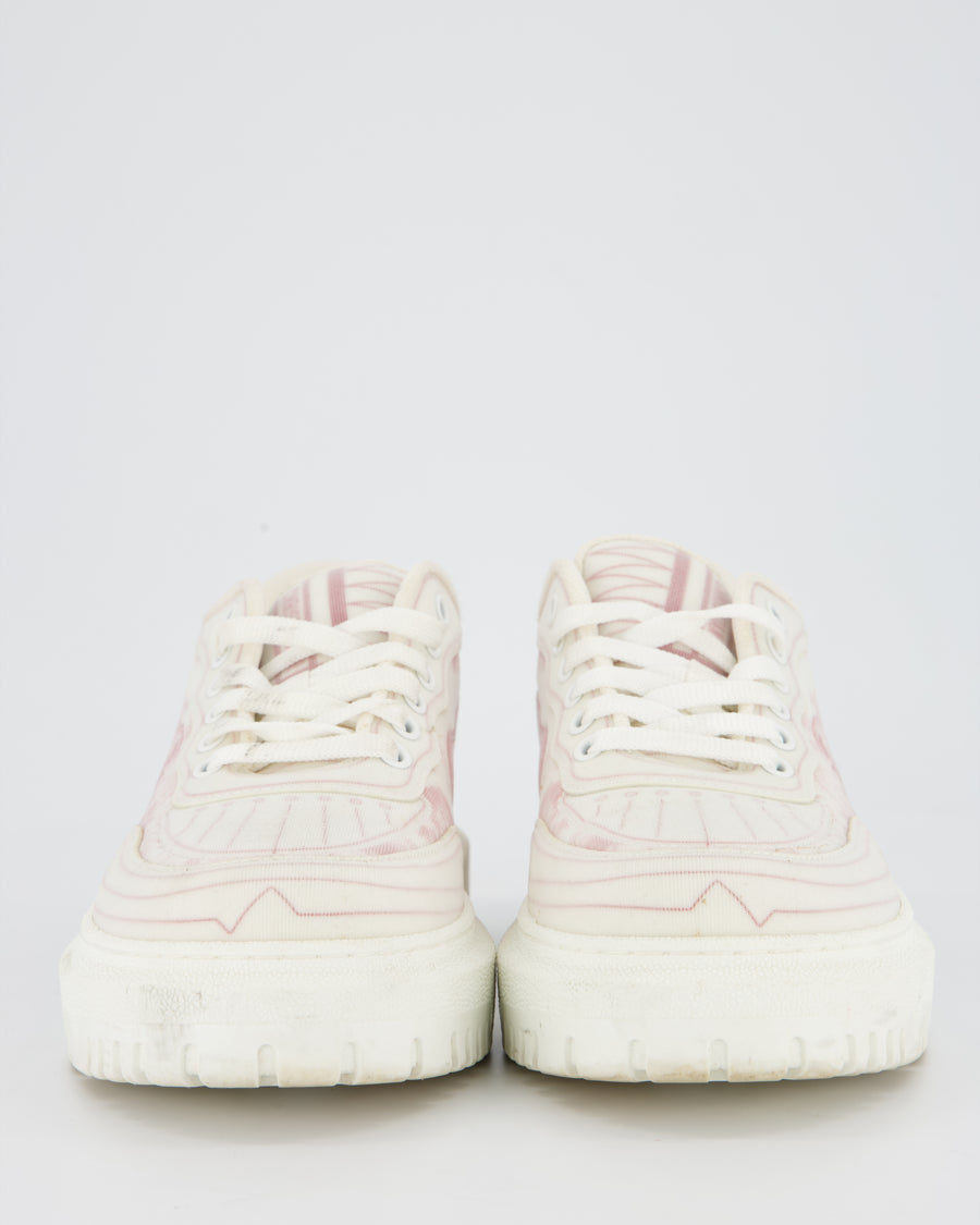 Christian Dior Pink and White Toile de Jouy Print Addict Sneakers Size EU 38