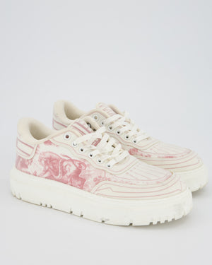 Christian Dior Pink and White Toile de Jouy Print Addict Sneakers Size EU 38