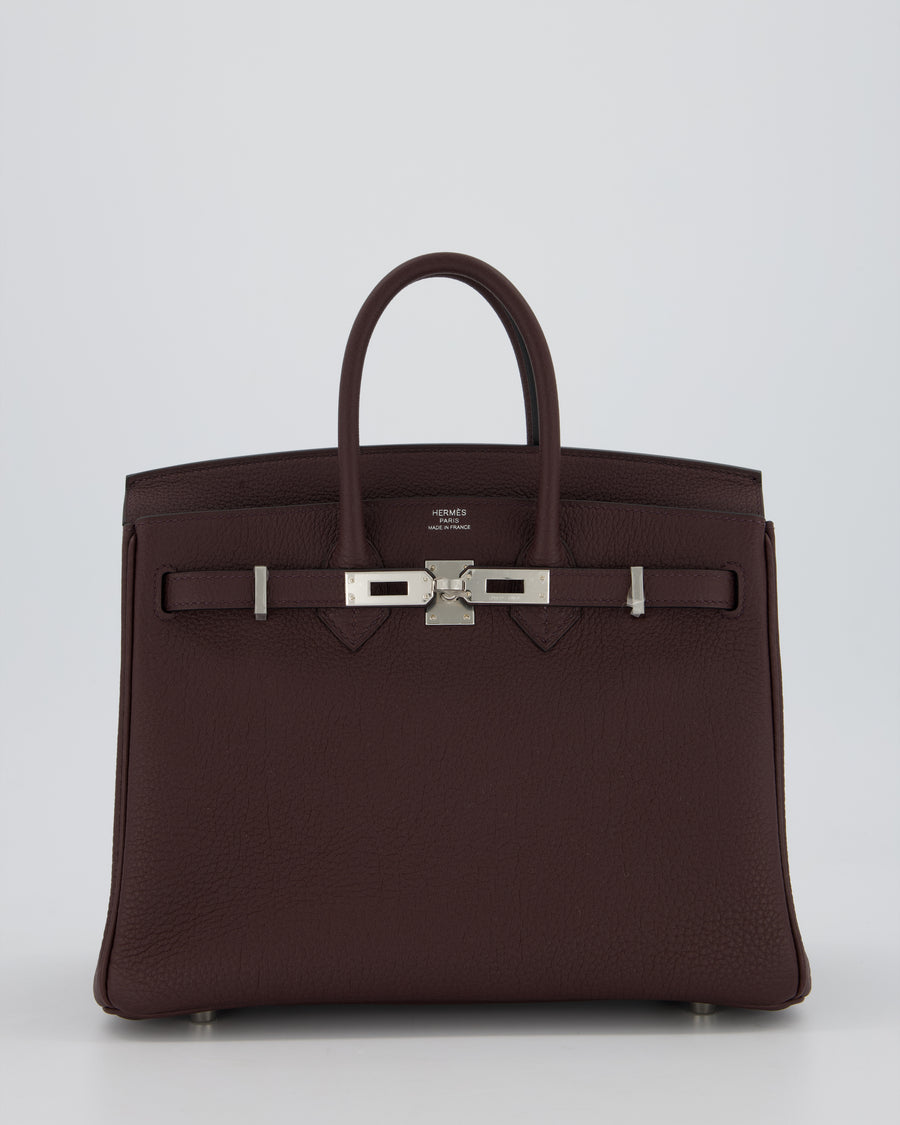 *HOT* Hermès Birkin 25 Retourne Bag in Rouge Sellier Togo Leather with Palladium Hardware