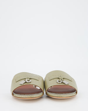 Loro Piana Sage Green Summer Charm Sandals in Python Size EU 40