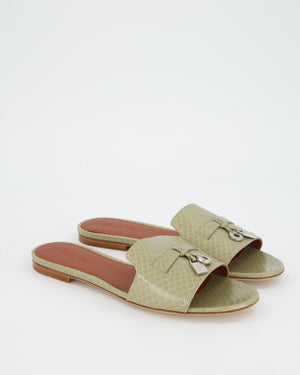 Loro Piana Sage Green Summer Charm Sandals in Python Size EU 40