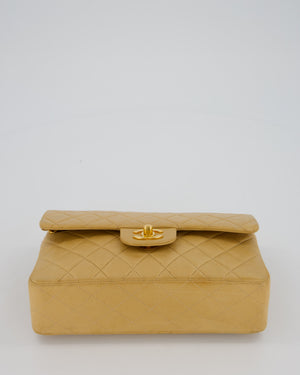 Chanel Vintage Beige Small Classic Double Flap Bag in Lambskin Leather with 24K Gold Hardware