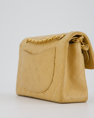 Chanel Vintage Beige Small Classic Double Flap Bag in Lambskin Leather with 24K Gold Hardware