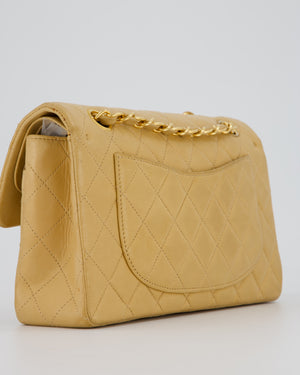 Chanel Vintage Beige Small Classic Double Flap Bag in Lambskin Leather with 24K Gold Hardware