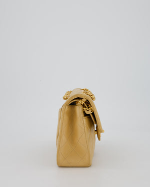 Chanel Vintage Beige Small Classic Double Flap Bag in Lambskin Leather with 24K Gold Hardware