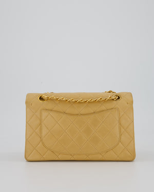 Chanel Vintage Beige Small Classic Double Flap Bag in Lambskin Leather with 24K Gold Hardware