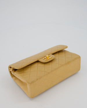 Chanel Vintage Beige Small Classic Double Flap Bag in Lambskin Leather with 24K Gold Hardware