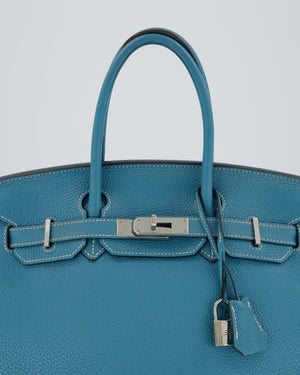 Hermès Birkin 30 Retourne Bag in Bleu Jean Togo Leather with Palladium Hardware