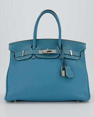 Hermès Birkin 30 Retourne Bag in Bleu Jean Togo Leather with Palladium Hardware