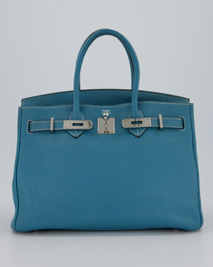 Hermès Birkin 30 Retourne Bag in Bleu Jean Togo Leather with Palladium Hardware